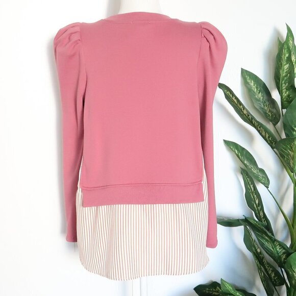 Anthropologie Maeve Layered Tunic Puff Sleeve Crew Neck Sweatshirt Pullover Top - Picture 11 of 15